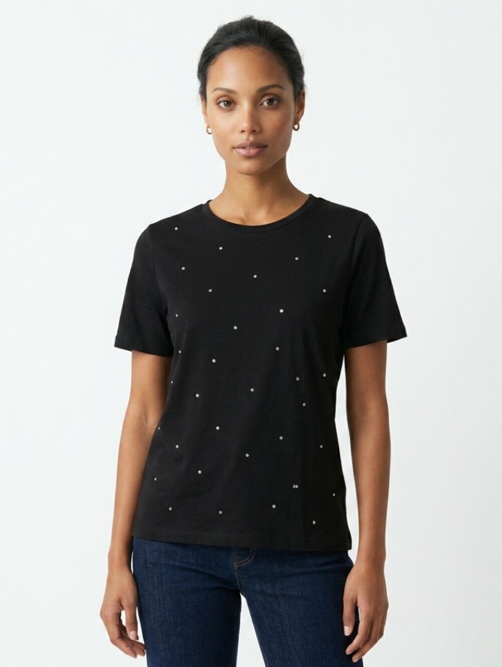 Avenue Women's Knit Top Black with Rhinestones Size 18/20